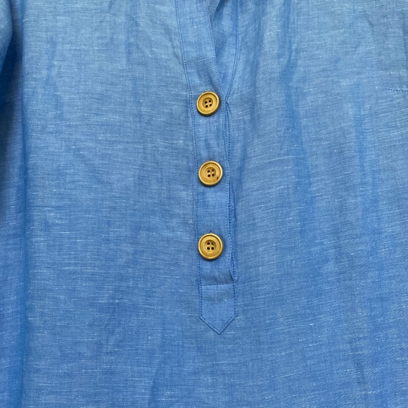 J. Mclaughlin Linen Blend Short Sleeve Shirt Blue Small - Picture 6 of 14